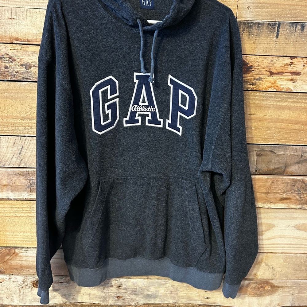 Vintage 90s GAP Athletic Hoodie Sweatshirt Y2K 00s Gray Large Preppy